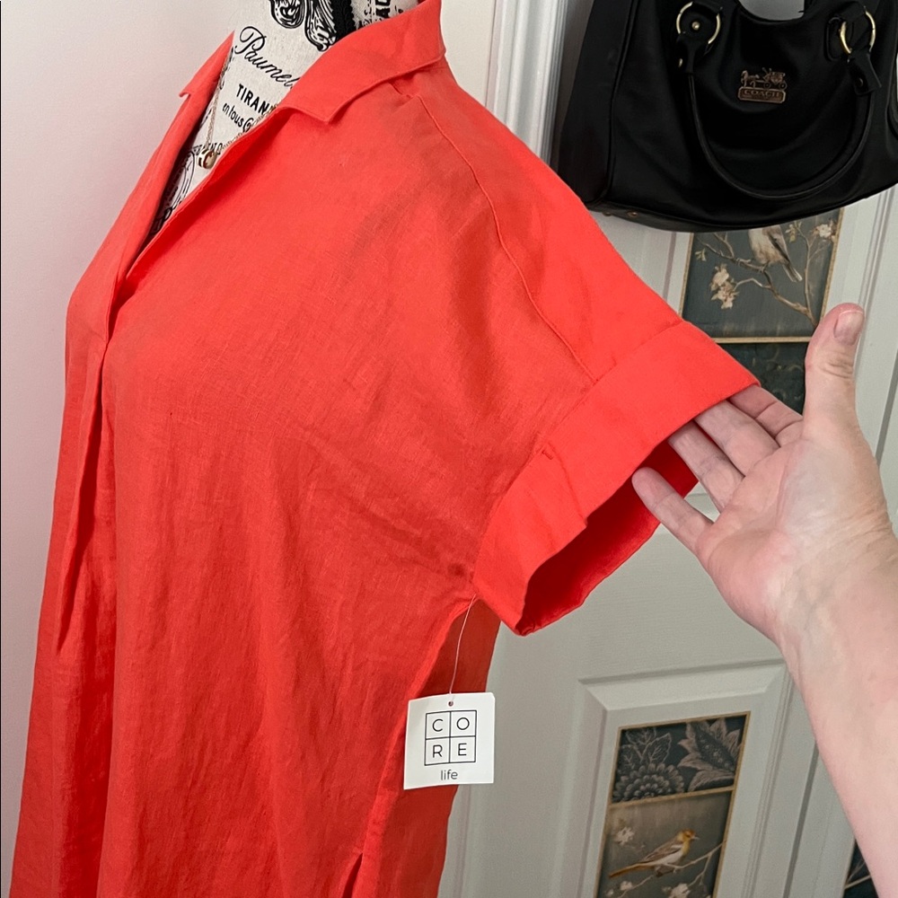 💗Coral Short Sleeve Dress - Picture 7 of 14